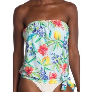 Athena Bandini Swimsuit 6 Front Tie Floral Print Swim Top Vacation Pool Modest